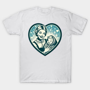 Vintage Motherhood Love Heart Symbol of Maternal Affection T-Shirt